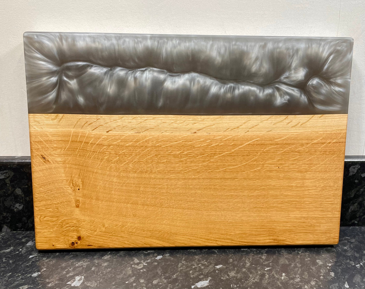 Oak & Silver Grey Resin Serving Board (Str-1259)