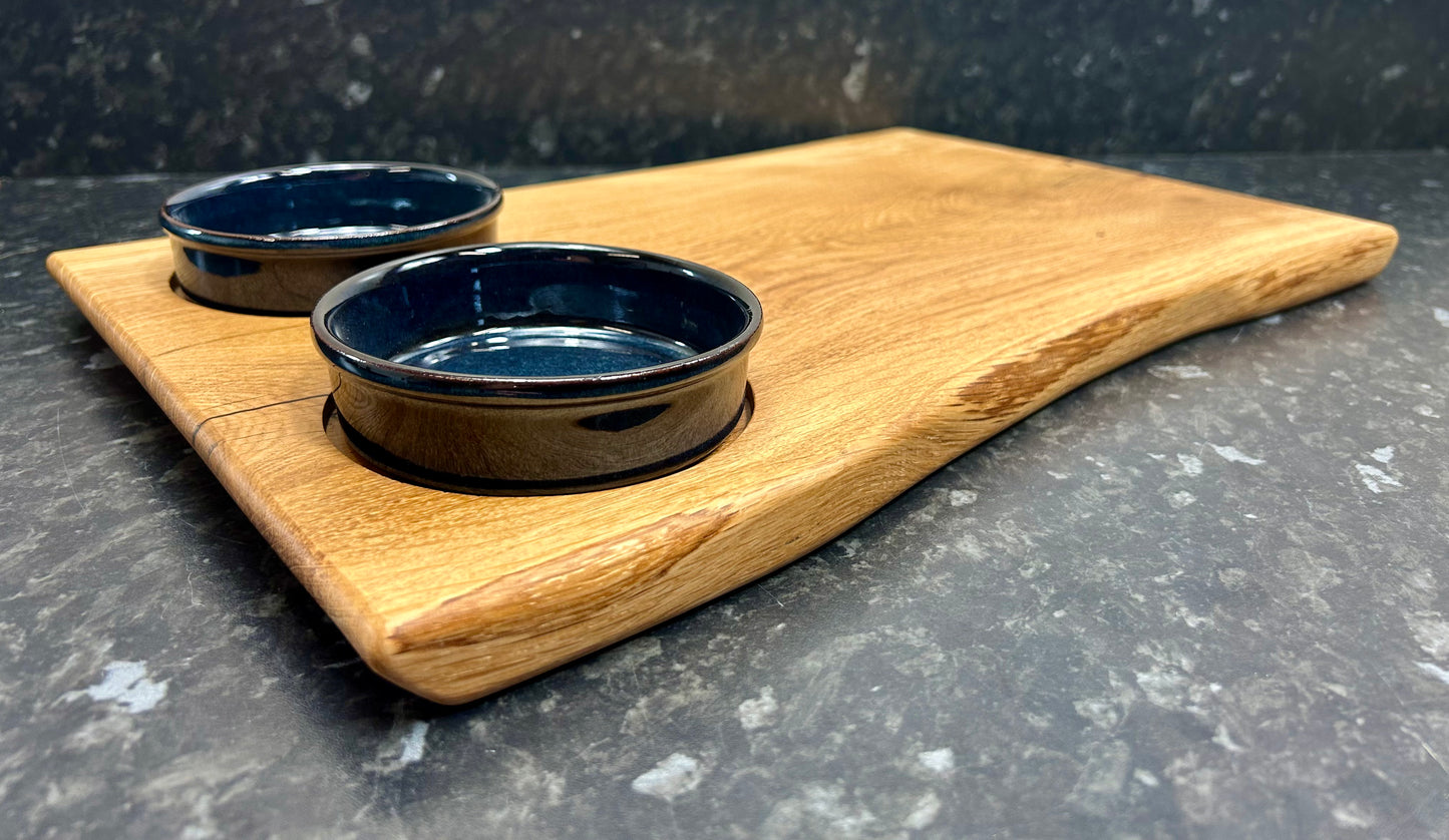 Serving Board with 2 x 10cm “Azul” tapas dishes (2TpA-1047)