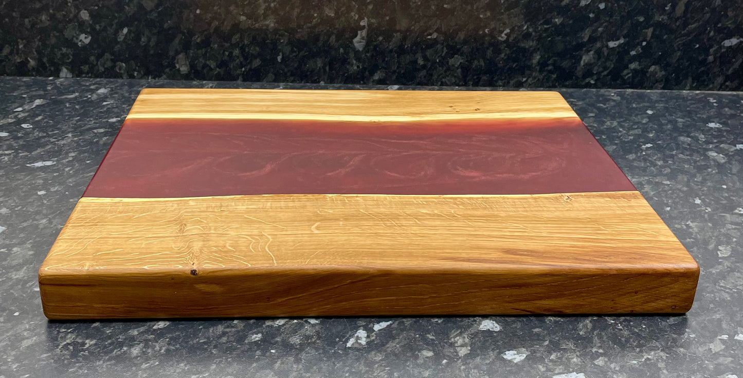 Oak & Red Resin Serving Board (Str-1224)