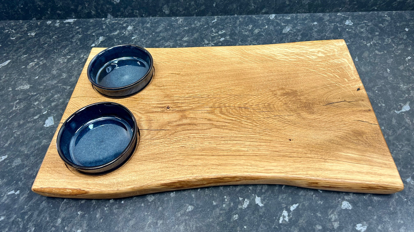 Serving Board with 2 x 10cm “Azul” tapas dishes (2TpA-1047)