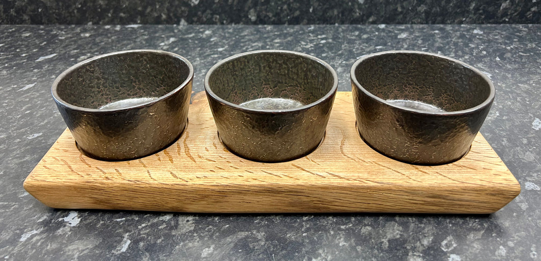 Serving Board with 3 Oxide 12cm Bowls (3Ox12-978)