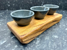 Load image into Gallery viewer, Serving Board with 3 x 7.5cm Carbon dipping bowls (3Cb7-1069)
