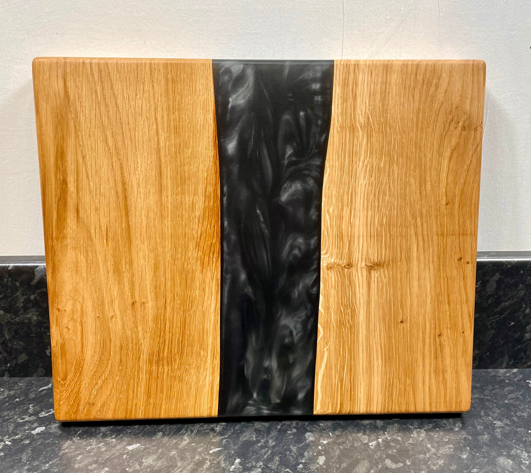 Oak & Black Pearl Resin Serving Board (Str-1257)