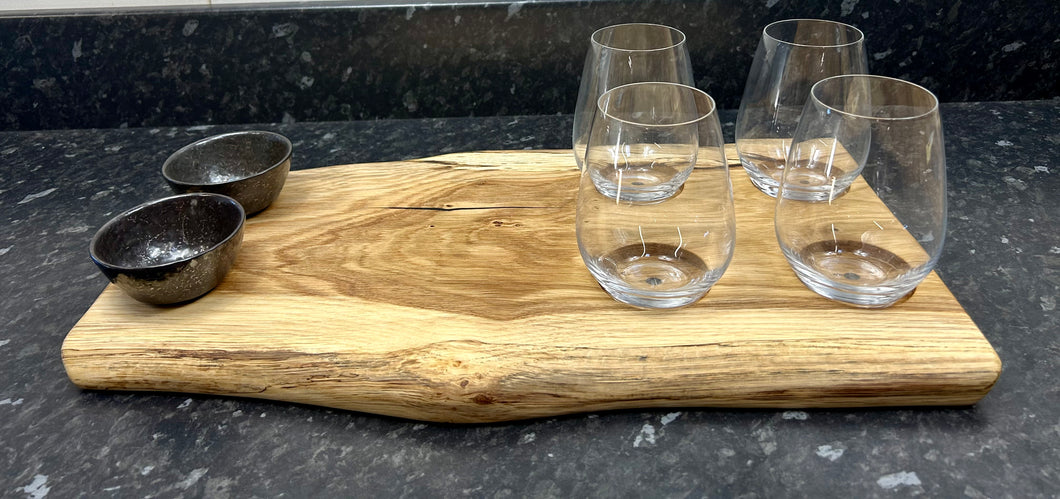 Wine & Cheese Board with 4 wine glasses & 2 dipping bowls (4WCh-1054)